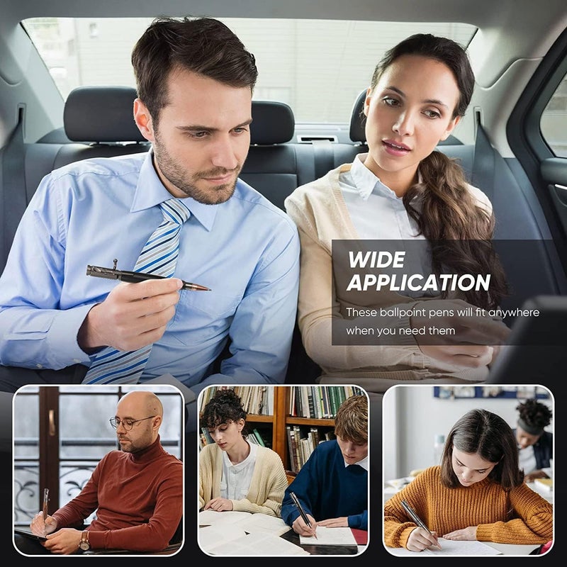 Excefore Expert Ballpoint Pen, 3Pcs Bolt Action Pen, Bullet Shaped Metal Pen, Wood Ballpoint Solid Brass Pens With 3Pcs Black Ink Refills & 3 Present Boxes For Student, Executive, Office, Birthday, Souvenir - Image 3