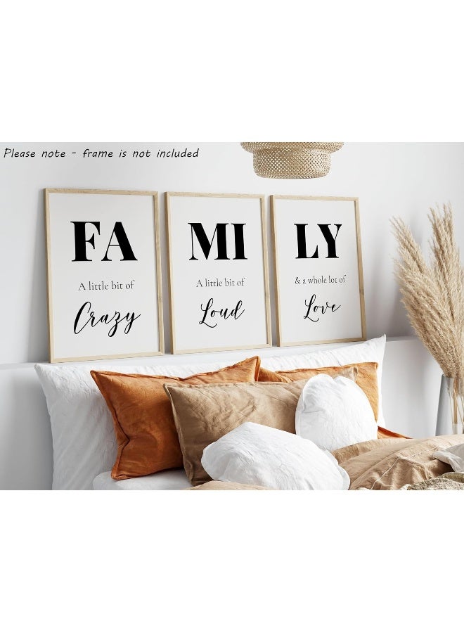 Eviepops Prints Family Quote Set of 3 Unframed Home Wall Art Decor, Family Art Poster, A Little Bit of Crazy, Loud, a Whole Lot of Love Quote (A4) - Image 3