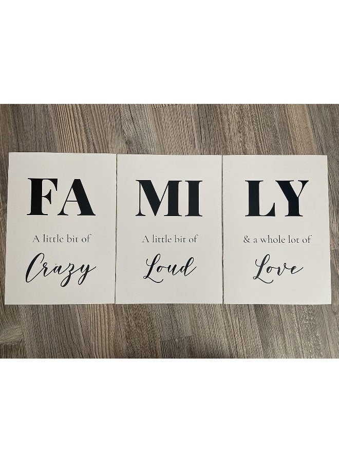 Eviepops Prints Family Quote Set of 3 Unframed Home Wall Art Decor, Family Art Poster, A Little Bit of Crazy, Loud, a Whole Lot of Love Quote (A4) - Image 2