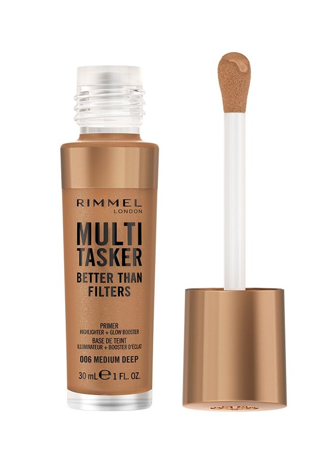 RIMMEL LONDON Multi-Tasker Better Than Filters Face Primer, Glow Booster and Highlighter - 006 - Medium Deep, 30ml - Image 1