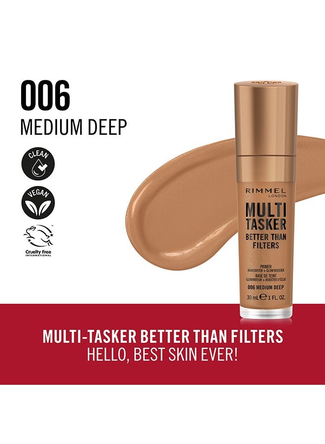 RIMMEL LONDON Multi-Tasker Better Than Filters Face Primer, Glow Booster and Highlighter - 006 - Medium Deep, 30ml - Image 2