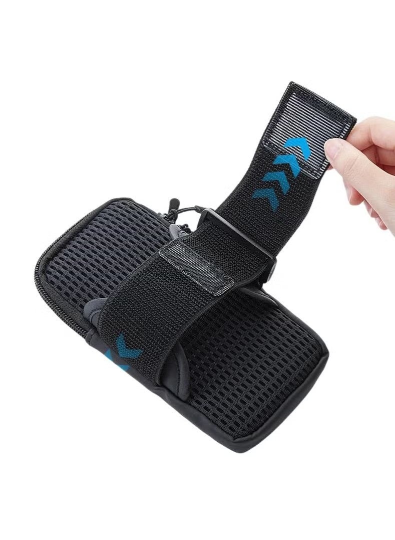 Phone Arm with Phone Holder Sports Arm Bag, Waterproof Running Phone Arm Sleeve Arm Strap with Multi-Layer Pockets for Outdoor Running for Smartphones Up to 7 Inch (Black) - Image 4