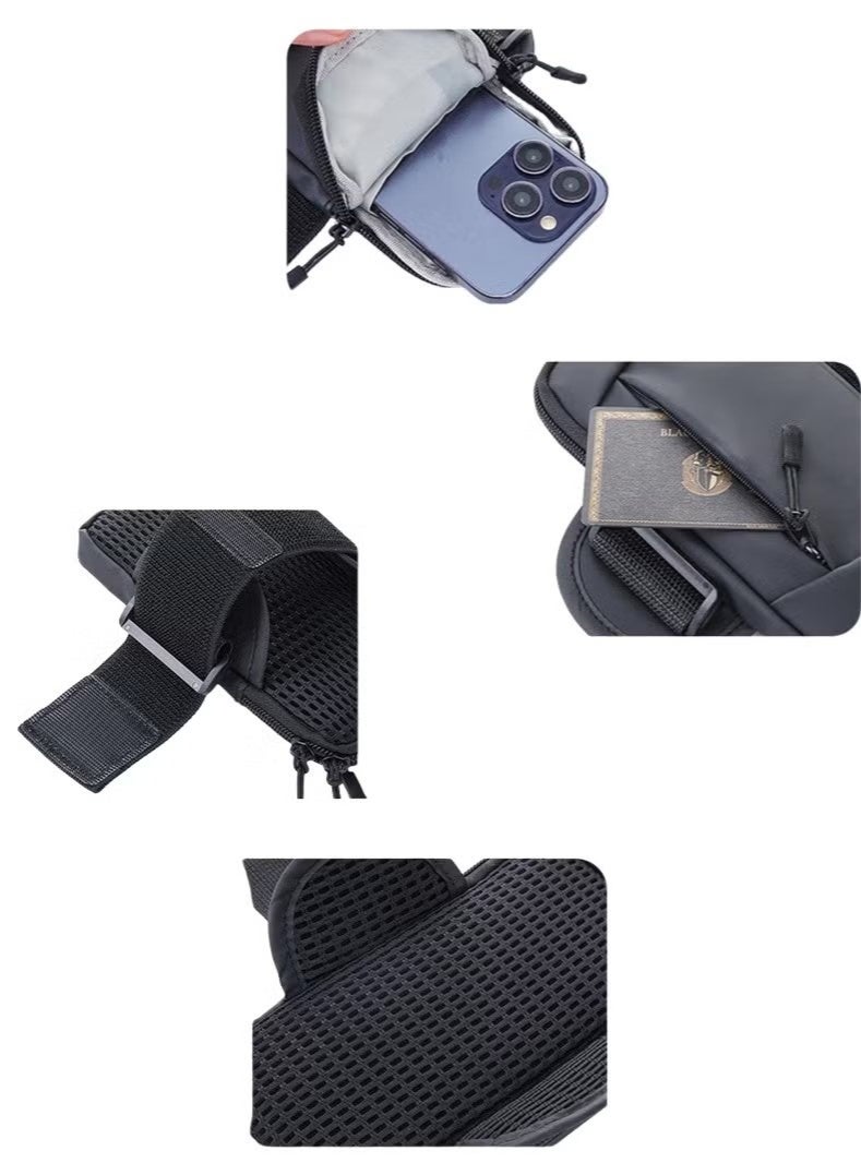Phone Arm with Phone Holder Sports Arm Bag, Waterproof Running Phone Arm Sleeve Arm Strap with Multi-Layer Pockets for Outdoor Running for Smartphones Up to 7 Inch (Black) - Image 5