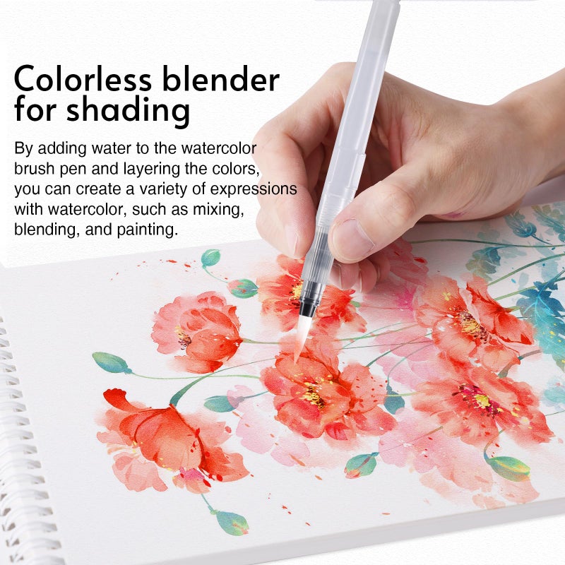 TOSHARE 12 Colors Blendable Watercolor Markers for Adults 2025 Professional Double Tip Paint Pens with 1 Water Brush Pen Water Based Coloring Pens Drawing Markers Set with Flexible Brush Tip - Image 5