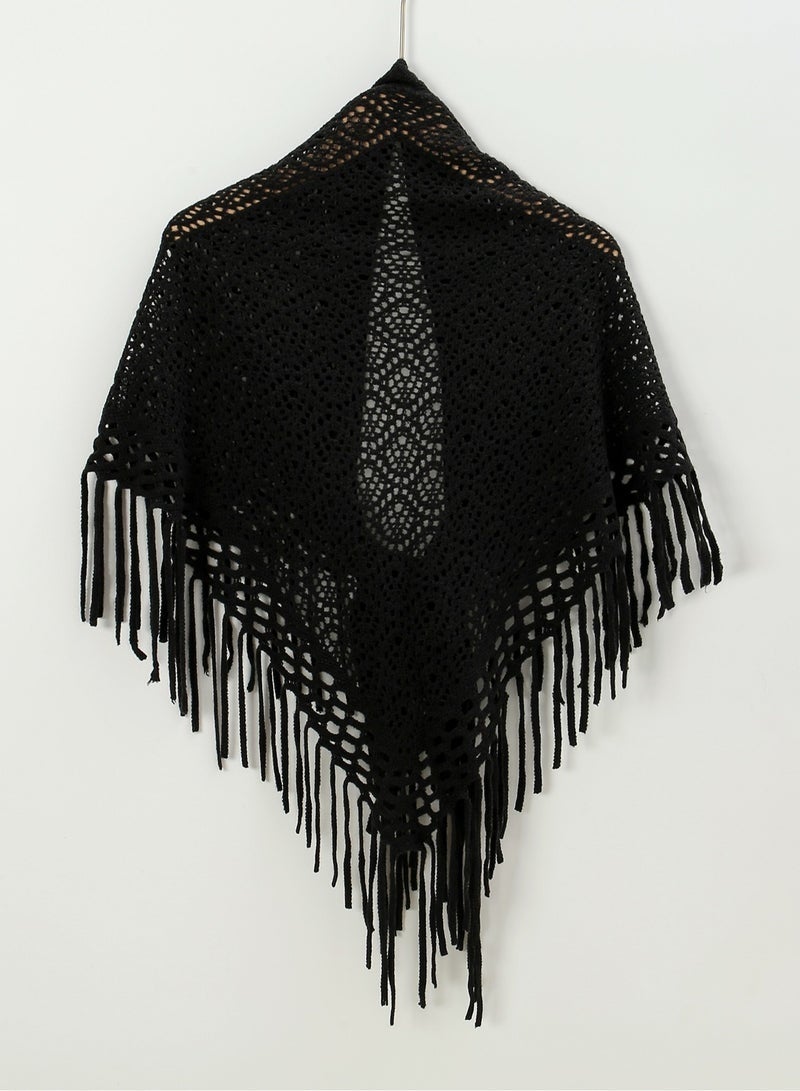 Women Knit Shawl with Tassel Fashion Clothes Essential Scarf for Evening Party - Image 2