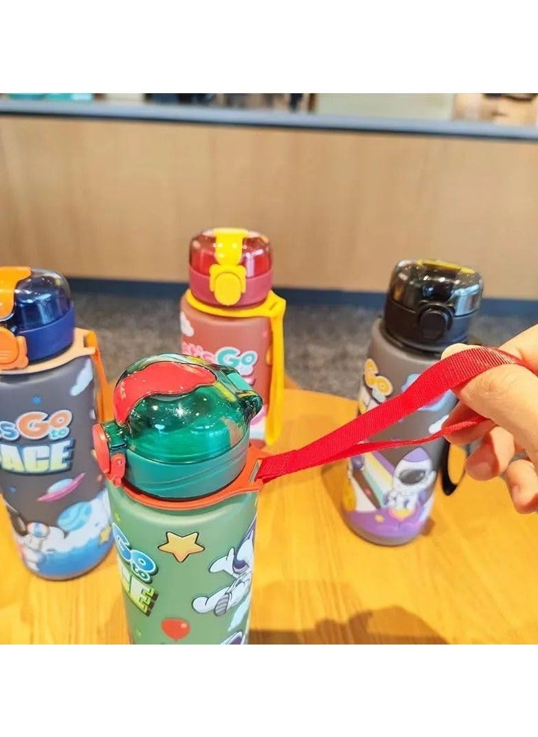 ® 700ml Large Water Bottle Cute Cartoon Designs for Kids and Adults, Comfortable Carry Strap, Perfect for School, Trip, Sports