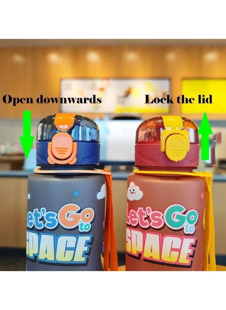 ® 700ml Large Water Bottle Cute Cartoon Designs for Kids and Adults, Comfortable Carry Strap, Perfect for School, Trip, Sports
