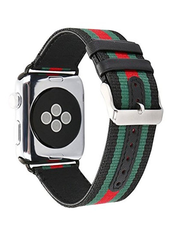 NIBEMINENT Replacement Band For Apple Watch Series 3/2/1 42mm Green/Black/Red - Image 1