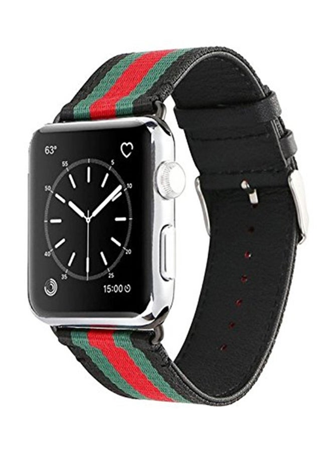 NIBEMINENT Replacement Band For Apple Watch Series 3/2/1 42mm Green/Black/Red - Image 2