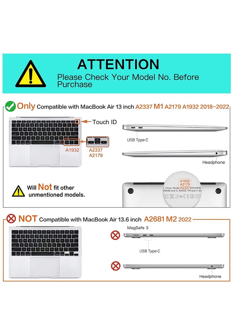 Generic - MacBook Air 13 inch Case A2337 M1 A2179 A1932 Hard Shell Case Cover Compatible with MacBook Air 13 inch with Retina Display & Touch ID 2018 /2022 Black - Image 1