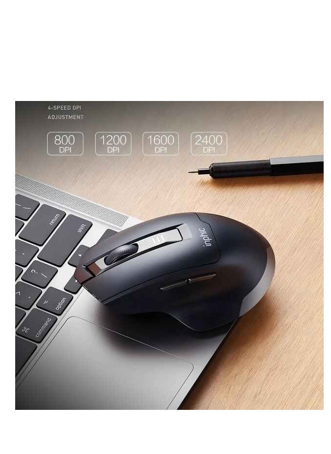 inphic Inphic M9 Wireless Mouse USB 2.4G 2400 DPI Grey  - Image 4