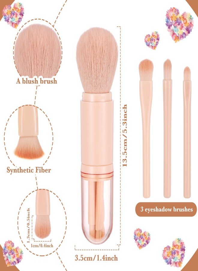 Chengu 3 Sets Small Travel Brush Makeup Set 4 in 1 Portable Mini Lip Brush Foundation Blending Powder Eye Shadow for Women Facial Set - Image 2