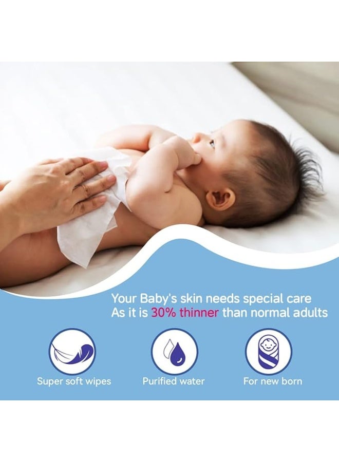 Wet 64 Count Mini Baby Wet Wipes Total 8 pcs Individually Wrapped 99% Pure Water Hypoallergenic Eco-Friendly and Perfect for Newborns and On the Go Families - Image 2