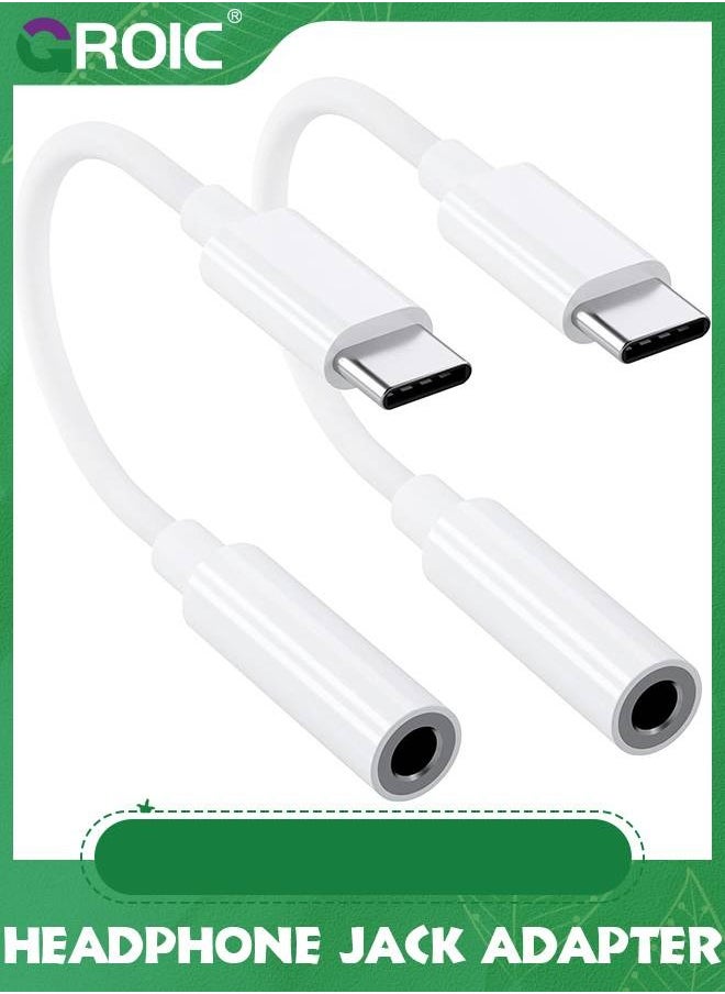 GROIC USB C to 3.5mm Female Headphone Jack Adapter 2 Pack, Type C to Aux Audio Dongle Cable Cord Compatible with iPhone 15 16 Series, Pixel, Galaxy S23/S22/S21 Ultra Headphone Adapter  - Image 1