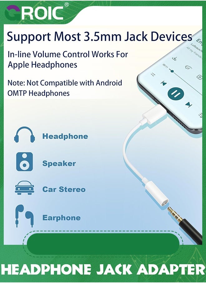 GROIC USB C to 3.5mm Female Headphone Jack Adapter 2 Pack, Type C to Aux Audio Dongle Cable Cord Compatible with iPhone 15 16 Series, Pixel, Galaxy S23/S22/S21 Ultra Headphone Adapter  - Image 5