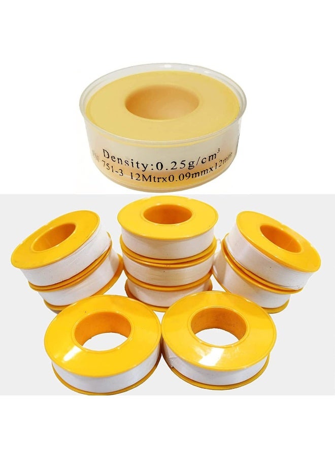 Royal Apex Thread Sealing Teflon Tape En 751-3 With 0.25G/Cm2 Density 0.9Mmx12Mm Ptfe For Pipe Fittings And Fixing Water Leak Pack Of 10  - Image 1