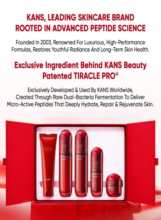 KANS Collagen Boosting Copper Peptide Complete Skincare Set (Cleanser 100 g + Toner 100 ml + Serum 30 ml + Moisturiser 100 ml + Cream 50 g), Cyclohexapeptide-9, Anti-Aging, Reduces Fine Line & Wrinkle - Image 2