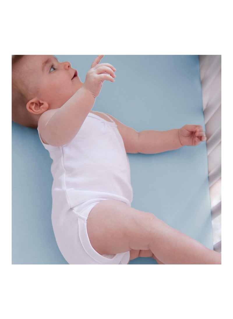 HonestBaby Organic Cotton Fitted Crib Sheet, Light Blue, One Size  - Image 4