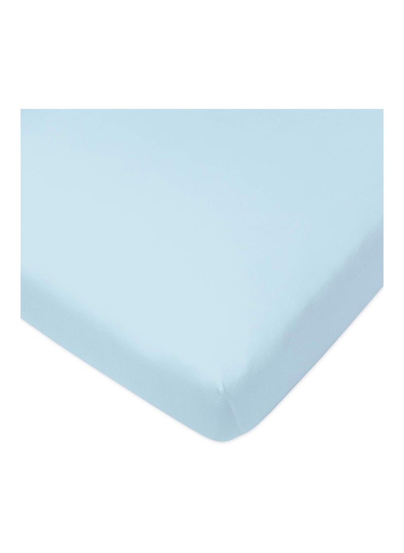 HonestBaby Organic Cotton Fitted Crib Sheet, Light Blue, One Size  - Image 1