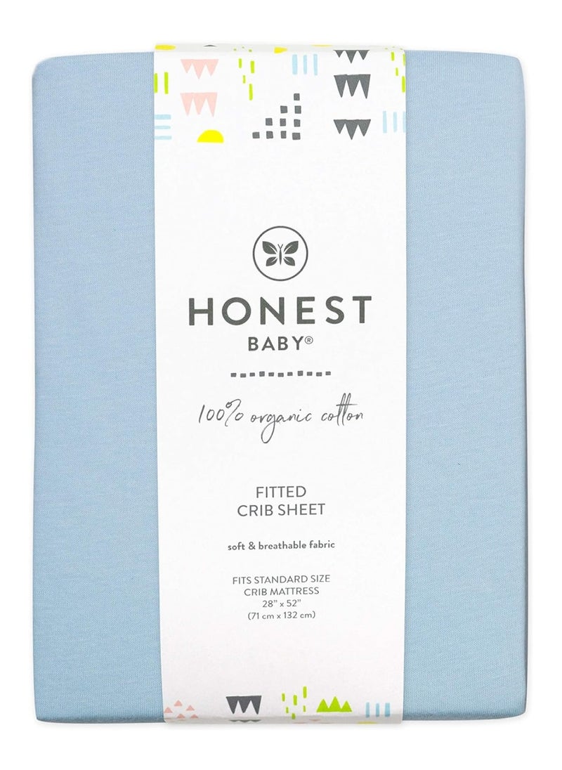 HonestBaby Organic Cotton Fitted Crib Sheet, Light Blue, One Size  - Image 3