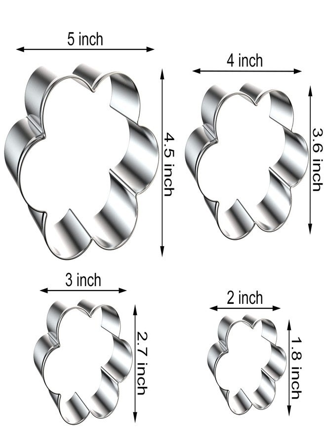 QAAQS Scallop Flower Cookie Cutter Set Large - 5 Inch, 4 Inch, 3 Inch, 2 Inch - Six Petal Scalloped Edge Spring Flower Cookie Cutters Shapes Molds - Stainless Steel - Image 2