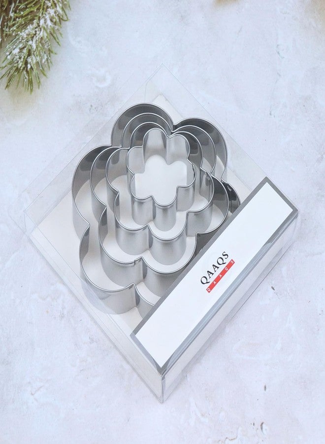 QAAQS Scallop Flower Cookie Cutter Set Large - 5 Inch, 4 Inch, 3 Inch, 2 Inch - Six Petal Scalloped Edge Spring Flower Cookie Cutters Shapes Molds - Stainless Steel - Image 5