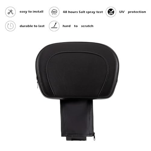 Kinglemc Adjustable Driver Rider Touring Backrest for VL1500 VL800 C50 C90 Suzuki Boulevard (Black-Nod-Studded) - Image 2