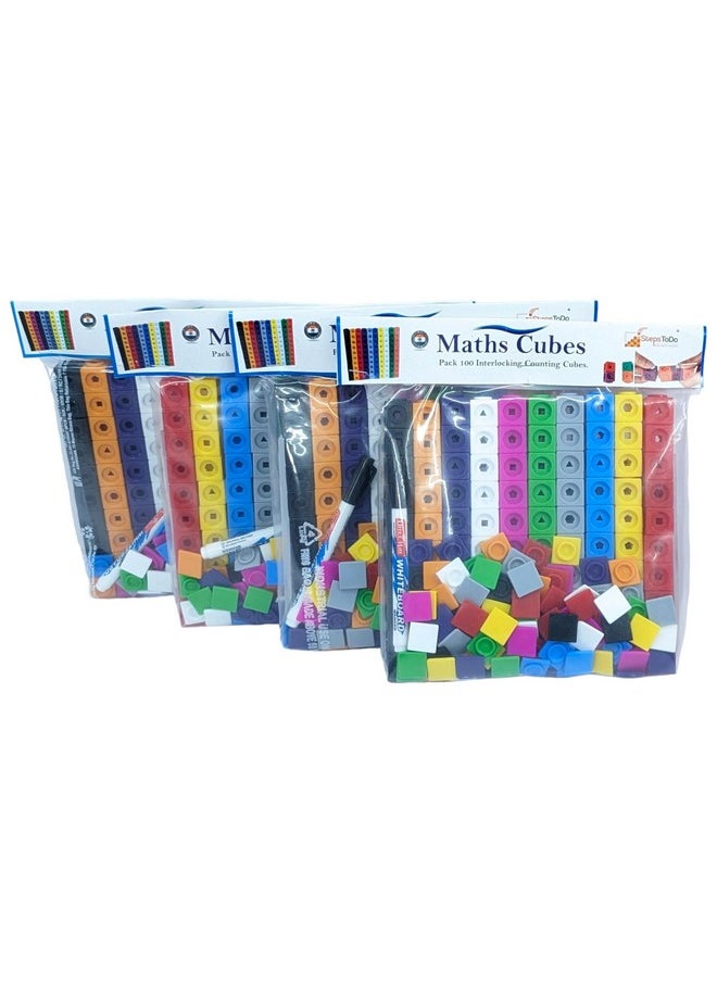 StepsToDo - StepsToDo Math Cubes & Face Plates (Pack Of 400). Foundation Kit. With Activity Guide & Pen. Number Building Block. Counting Interlinking Cubes. Creative Fun And Learn For 3+ Years,Multicolor - Image 1