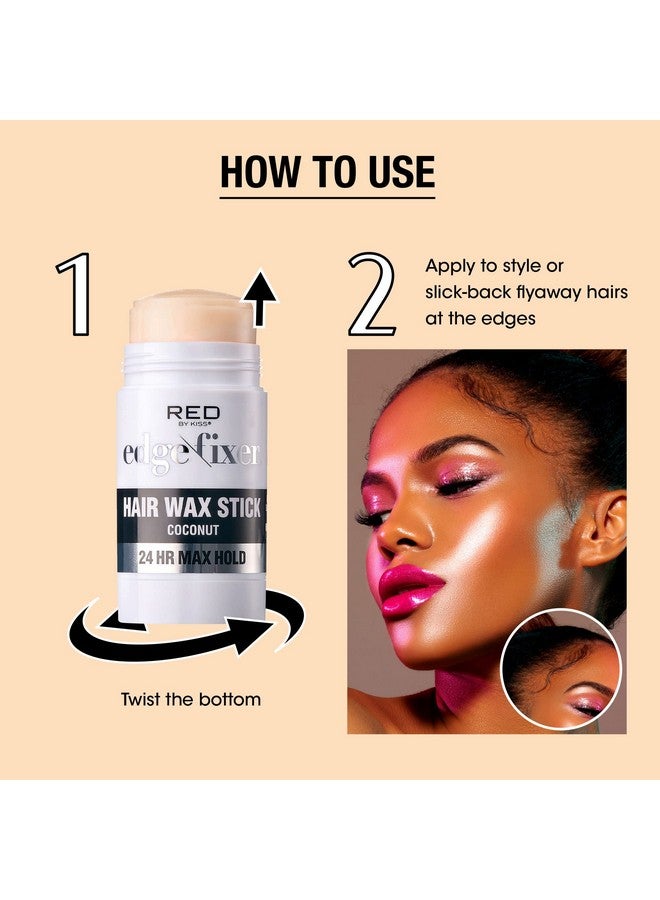 Red by Kiss Hair Wax Stick 24HR Max Hold Edge Fixer Edge Control Pomade Non-Sticky, Non-Oily Flake Free Hair Styling Wax (Coconut) - Image 4