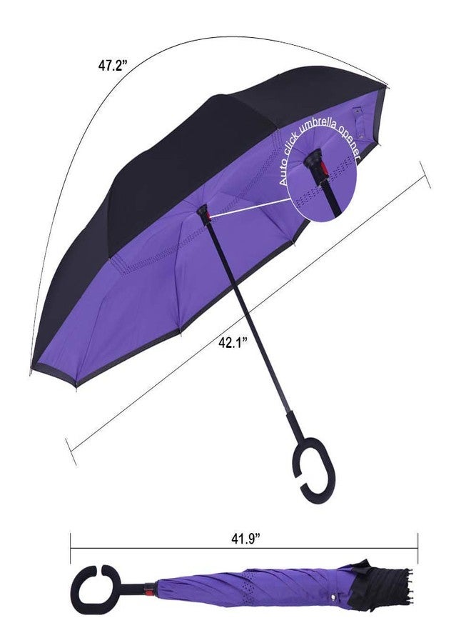 Zipron Windproof Umbrella with C-Shaped Handle - Reverse Inverted Upside Down Umbrellas for Women and Men - Double Layer Inside Out Folding (Assorted Color) - Image 5