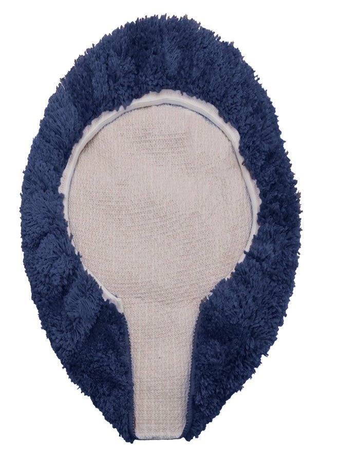 Reyox Plush Shaggy Bath Rug, Contour Mat and Toilet Lid Cover, Soft Microfiber Non Slip Bathroom Rugs Navy Blue Lid Cover - Image 3