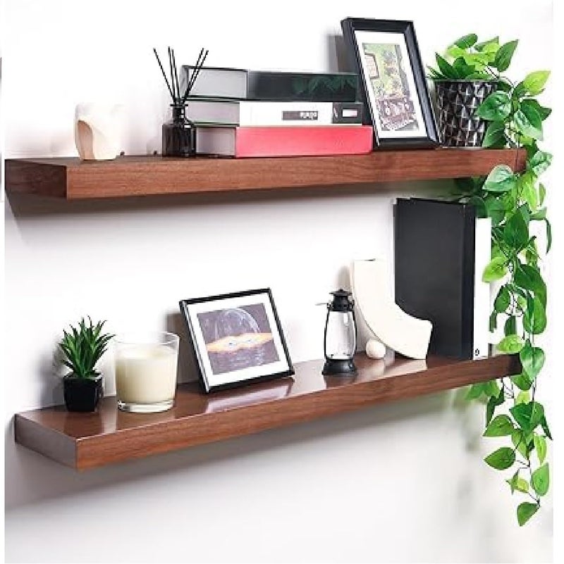 Crysellewoods Wooden Wall Shelf for Living Room Floating Shelf 25 for Bedroom Kitchen Bathroom Solid Wooden Shelves Set of 2 Solid Sheesham Wood - Image 1