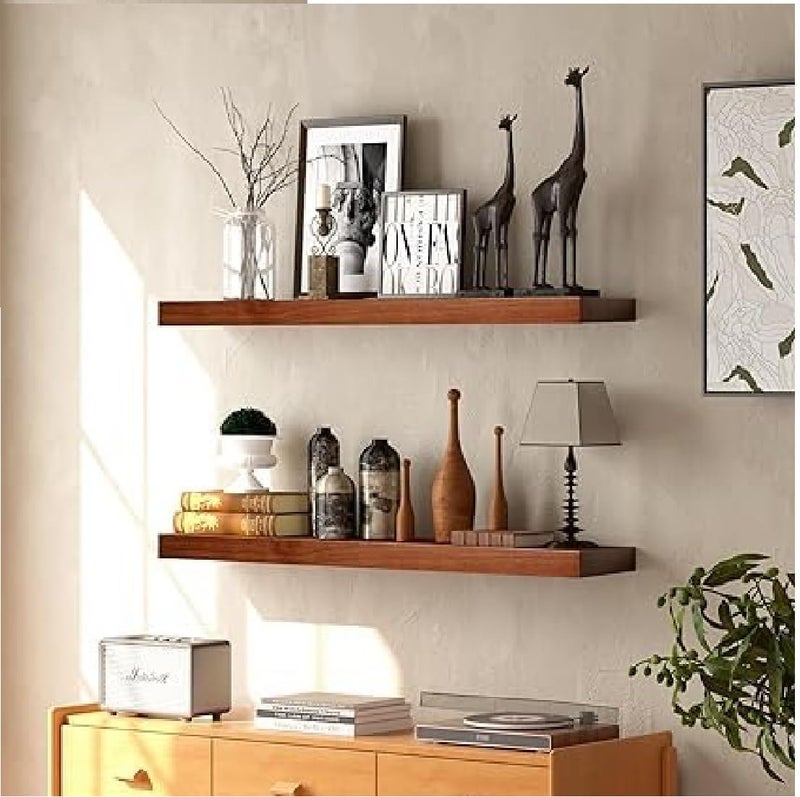 Crysellewoods Wooden Wall Shelf for Living Room Floating Shelf 25 for Bedroom Kitchen Bathroom Solid Wooden Shelves Set of 2 Solid Sheesham Wood - Image 3