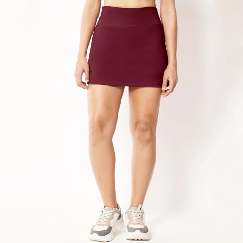 Mehrang Skirt with Shorts for Women's & Girl's Solid High Waist Flared Skater Short Mini Skirt (L, Wine) - Image 5
