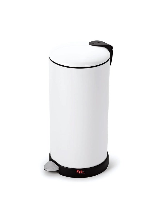 AKC 20L Stainless Steel Pedal Trash Can - Modern White Powder-Coated Waste Bin with Slow-Close Lid for Kitchen & Office  - Image 1