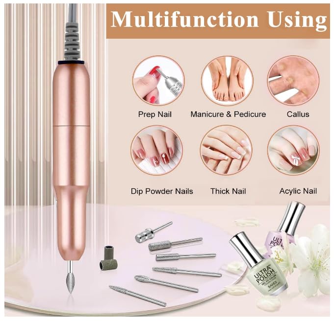 Ak Beauty Store Professional Electric Nail Drill Machine Kit Nail Drill Metal Plastic 5x3x1cm 20000rpm USB Powered - Image 4