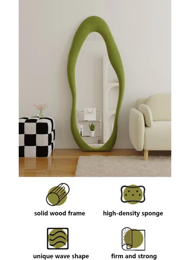 ديكور هيلز مرآة حائطية كاملة الطول بتصميم مموج غير منتظم، مقاس 60×160 سم، إطار بيضاوي متعدد الألوان، لمسة جمالية لغرفة المعيشة، غرفة النوم، المدخل، مرآة ديكور منزلي عصري وجميل  - Image 2