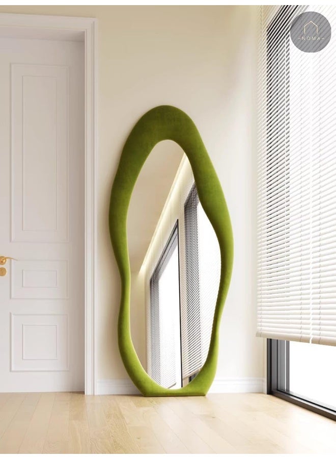 ديكور هيلز مرآة حائطية كاملة الطول بتصميم مموج غير منتظم، مقاس 60×160 سم، إطار بيضاوي متعدد الألوان، لمسة جمالية لغرفة المعيشة، غرفة النوم، المدخل، مرآة ديكور منزلي عصري وجميل  - Image 1