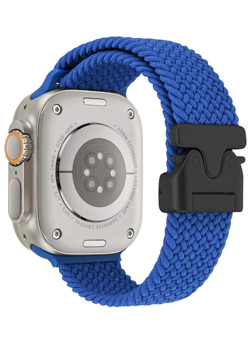 SZOXST Compatible for Apple Watch Band 49mm 46mm 45mm 44mm 42mm Elastic Nylon Braided Secure & Comfortable Stretchy Strap for Women Men,Parachute Buckle Bands for iWatch Ultra 3/2/1 Series 11 10 9 8 7 6 5 4 3 SE Blue - Image 1