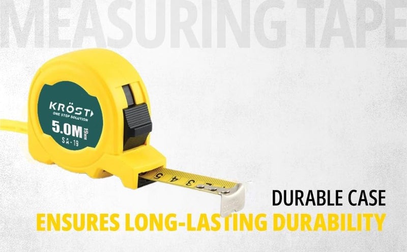 KROST KROST 5 Meter Plastic Short Measuring Tape for Home DIY Professional Industrial Use YELLOW BLACK 10pc  - Image 2