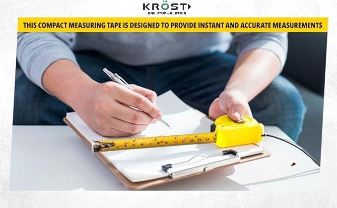 KROST KROST 5 Meter Plastic Short Measuring Tape for Home DIY Professional Industrial Use YELLOW BLACK 10pc  - Image 4