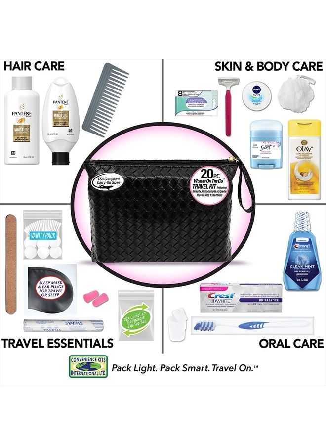 Convenience Kits International Women's Premium 21-Piece Kit with Travel Size TSA Compliant Essentials, Featuring: L'Oreal Paris Hair Products in Stylish Cosmetic Bag - Image 3