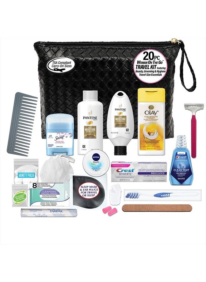 Convenience Kits International Women's Premium 21-Piece Kit with Travel Size TSA Compliant Essentials, Featuring: L'Oreal Paris Hair Products in Stylish Cosmetic Bag - Image 2