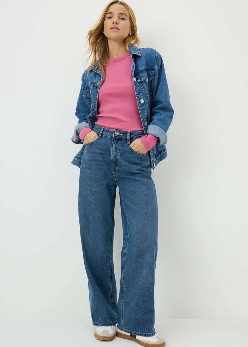 ماتلان بلوزة وردية بأكمام طويلة مضلعة