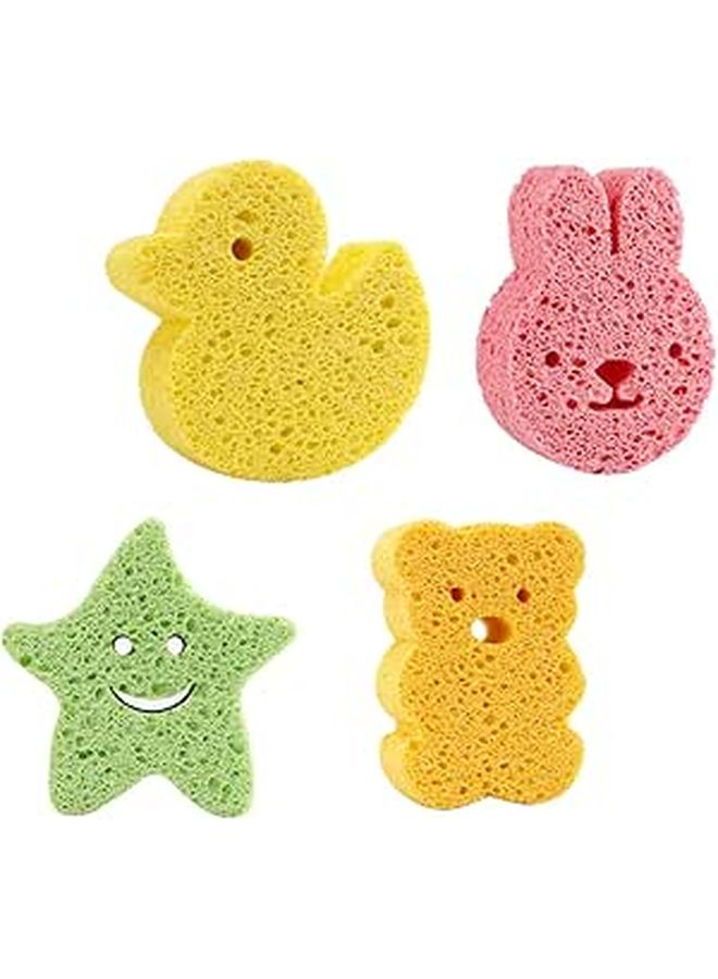 4pcs Newborn Bath Sponges Soft Cartoon Scrubbers for Gentle Shower Care - Image 1
