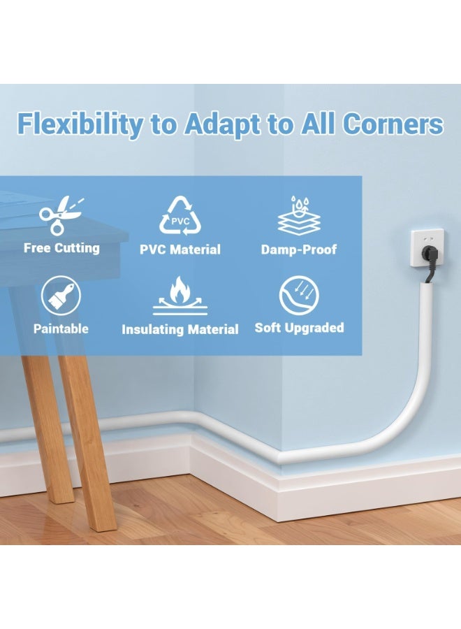 78 Inch Wall Cord Hider, Self-Adhesive Flexible Cable Concealer for TV Home Audio RG6 Coaxial Cable, PVC Cable Raceway Cover for Home and Office – White (2 Meters) - Image 5
