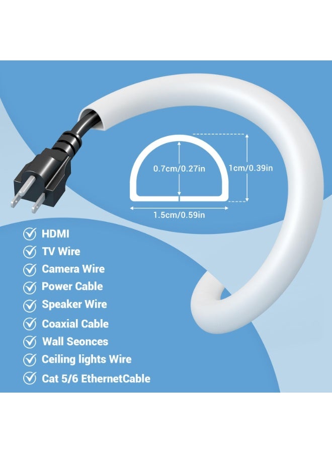 78 Inch Wall Cord Hider, Self-Adhesive Flexible Cable Concealer for TV Home Audio RG6 Coaxial Cable, PVC Cable Raceway Cover for Home and Office – White (2 Meters) - Image 2