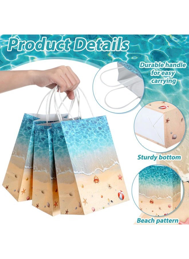 Kolldenn 30 Pcs Beach Party Paper Gift Bags Seashell Beach Decorations Ocean Theme Goody Favor Bags with Handle Ocean Waves Birthday Party Supplies for Baby Shower Wedding Luau Tropical Holiday - Image 2
