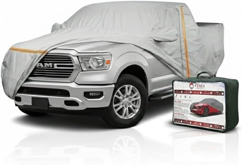 Fenex Car Cover [Pickup Large] – All-Weather Protection | Waterproof, UV-Resistant, Dustproof, Breathable | Indoor/Outdoor Use | Door Zipper & Mirror Pockets | Fits Pickup Trucks (559 × 209 × 173 cm)