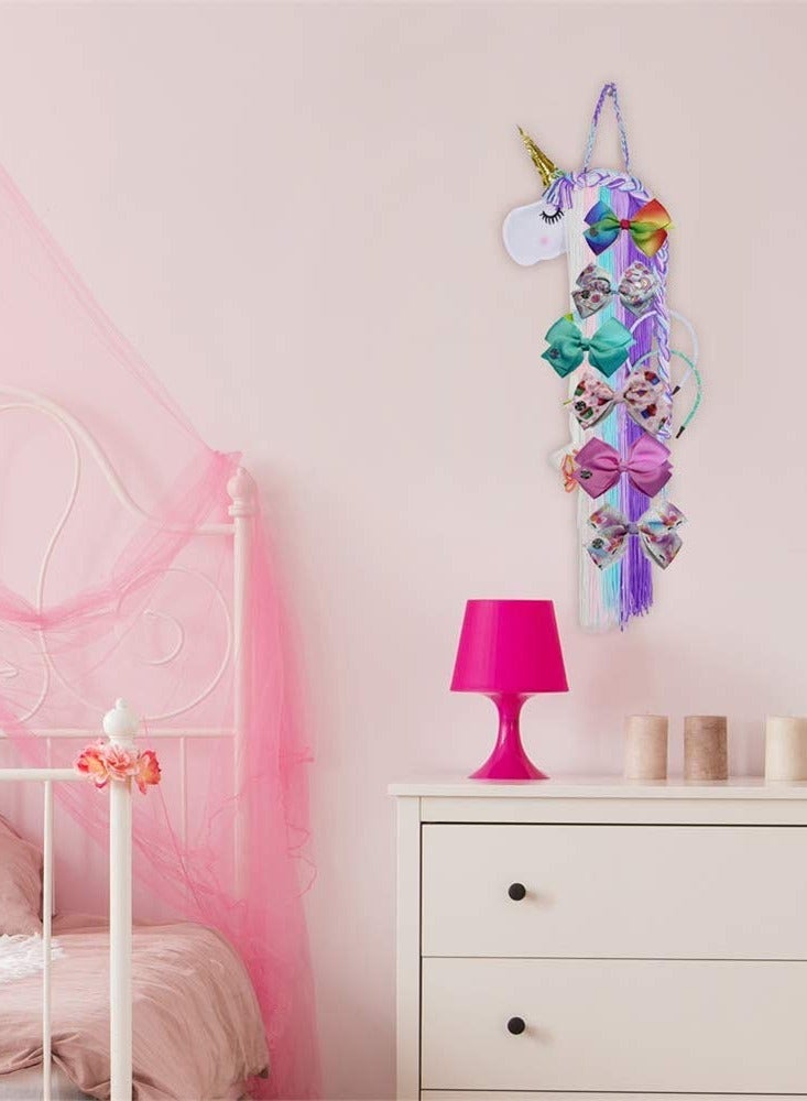 Unicorn Hair Bow Organizer with 6 Large Bows 5 Inch Girl Hair Accessories Wall Decor Best Gift for Kids - Image 2